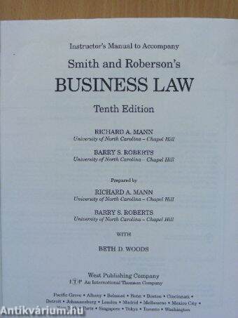 Instructor's Manual to Accompany Smith and Roberson's Business Law