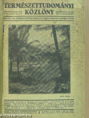 Természettudományi Közlöny 1934. január-december/Pótfüzetek a Természettudományi Közlönyhöz 1934. január-december