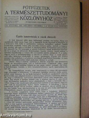 Természettudományi Közlöny 1925. január-december/Pótfüzetek a Természettudományi Közlönyhöz 1925. január-december