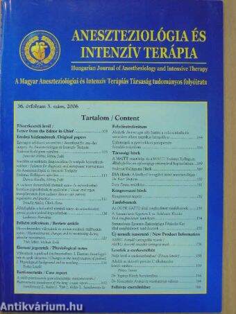 Aneszteziológia és intenzív terápia 2006/3.