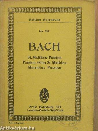 St. Matthew Passion/Passion selon St. Mathieu/Matthäus Passion