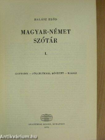 Magyar-német szótár I-II.