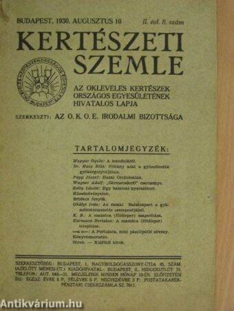 Kertészeti Szemle 1930. augusztus 10.