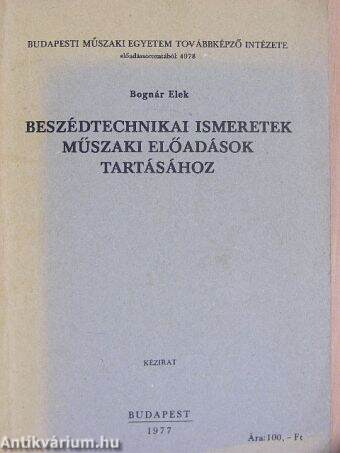 Beszédtechnikai ismeretek műszaki előadások tartásához