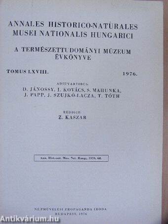 Annales Historico-Naturales Musei Nationalis Hungarici 1976.