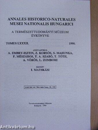 Annales Historico-Naturales Musei Nationalis Hungarici 1990.