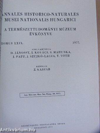 Annales Historico-Naturales Musei Nationalis Hungarici 1977.