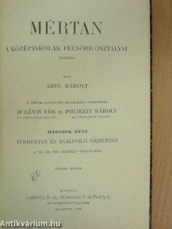 Mértan a középiskolák felsőbb osztályai számára II.