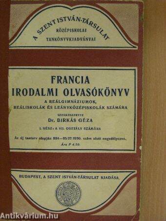 Francia irodalmi olvasókönyv I.