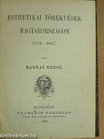 Aesthetikai törekvések Magyarországon 1772-1817