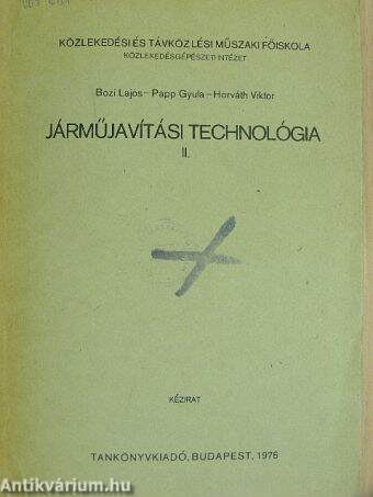 Járműjavítási technológia II.