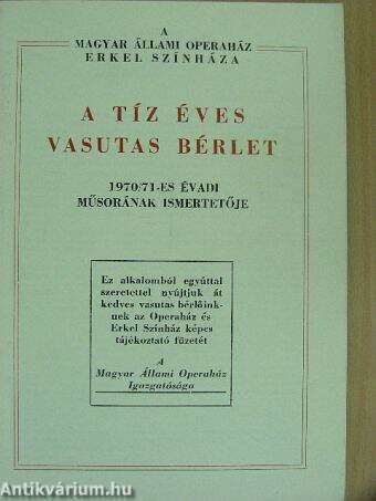 A Magyar Állami Operaház Erkel Színháza 1970/71-es évadi műsorának ismertetője