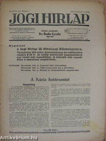 Jogi Hirlap 1943. április 3.