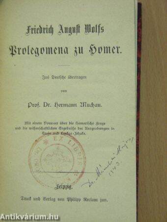 Prolegomena zu Homer/Gedichte eines deutschen Steinmetzen/Die Wanderungen der Buren bis zur Gründung ihrer Staaten 1652-1854/Sommerregen (gótbetűs)