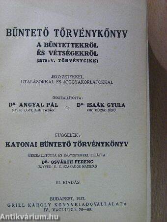 Büntető Törvénykönyv I.