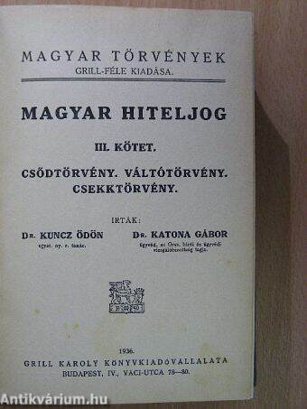 Magyar hiteljog III.