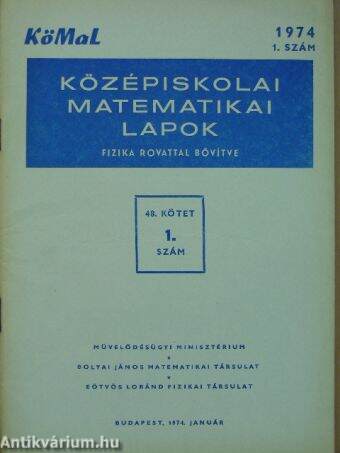 Középiskolai matematikai lapok 1974. január