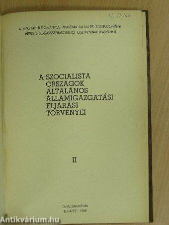 A szocialista országok általános államigazgatási eljárási törvényei II.