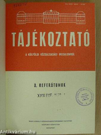 Tájékoztató a külföldi közgazdasági irodalomról 1978. I. félév ("A" sorozat) (fél évfolyam)