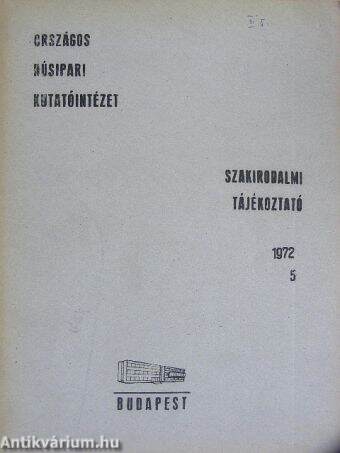 Szakirodalmi tájékoztató 1972/5.