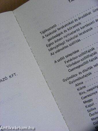 Szőlő-, gyümölcs- és díszfaiskolai árjegyzék 1982 ősz - 1983 tavasz