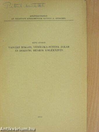 Vasvári Miklós, Vönöczky-Schenk Jakab és Dorning Henrik emlékezete