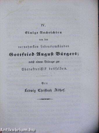 G. A. Bürger's vermischte Schriften 6. (gótbetűs)