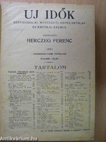 Uj Idők 1931. II. félév (nem teljes évfolyam)