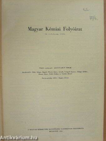 Magyar Kémiai Folyóirat 1950. január-december