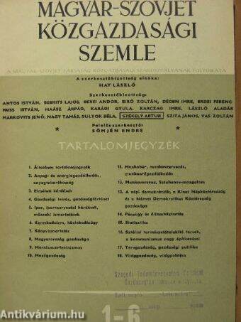 Magyar-Szovjet Közgazdasági Szemle 1952. január-június (fél évfolyam)