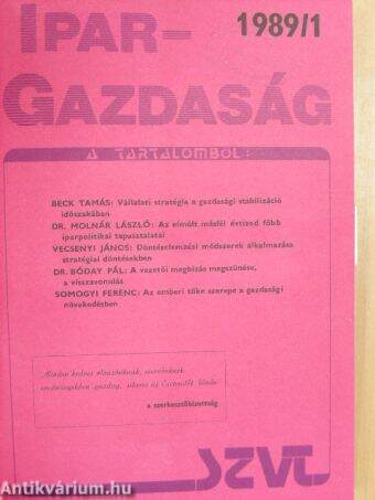 Ipargazdaság 1989. január-december