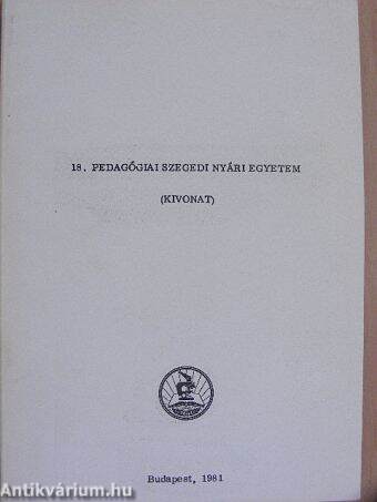 18. pedagógiai szegedi nyári egyetem