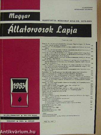 Magyar Állatorvosok Lapja 1983. április