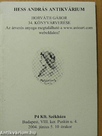 Hess András Antikvárium - Horváth Gábor 34. könyvárverése