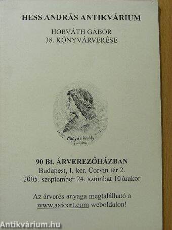 Hess András Antikvárium - Horváth Gábor 38. könyvárverése
