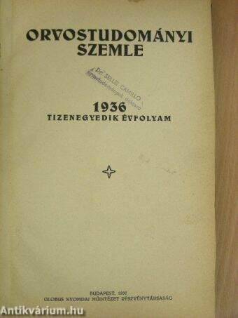 Orvostudományi Szemle 1937. január-december