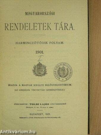 Magyarországi rendeletek tára 1901. I-II.