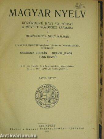Magyar Nyelv 1932. január-december
