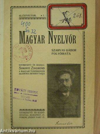 Magyar Nyelvőr 1914. január-június (nem teljes évfolyam)