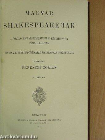 Magyar Shakespeare-tár V. (töredék)