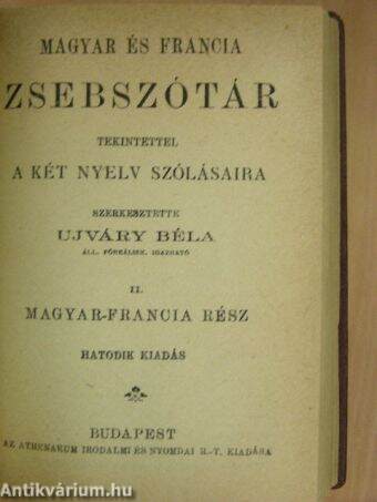 Francia és magyar zsebszótár/Magyar és francia zsebszótár I-II.