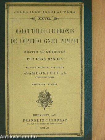 Marci Tullii Ciceronis De Imperio Gnaei Pompei