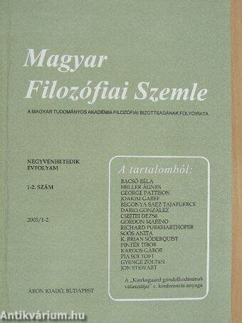 Magyar Filozófiai Szemle 2003/1-2.