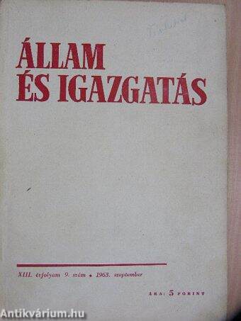 Állam és igazgatás 1963. szeptember