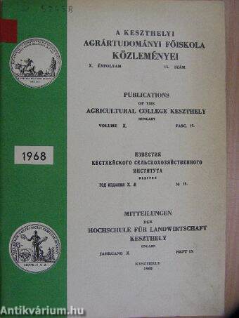 A Keszthelyi Agrártudományi Főiskola Közleményei 1968/15