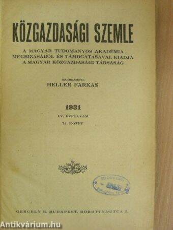 Közgazdasági Szemle 1931.