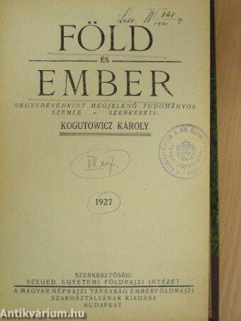 Föld és Ember 1927.