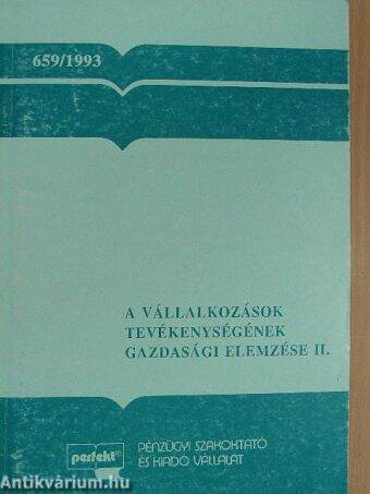 A vállalkozások tevékenységének gazdasági elemzése II.