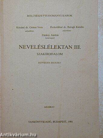 Neveléslélektan III.