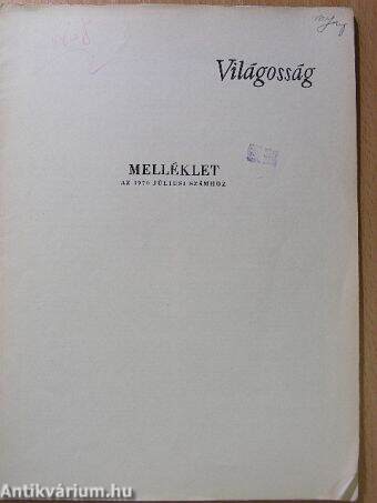 Világosság melléklet az 1970. júliusi számhoz